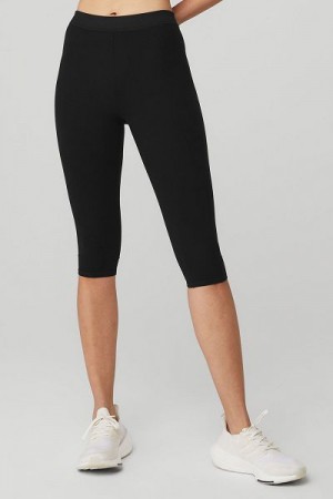Calças Capri Alo Yoga Alosoft High-Cintura Iconic 90's Feminino Pretas | 2735-XGEBV