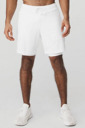 Calção Alo Yoga 7" Unity 2-In-1 Masculino Branco | 6718-DRESN