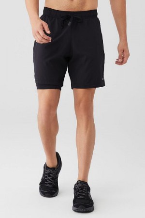 Calção Alo Yoga 7" Unity 2-In-1 Masculino Pretas Pretas | 2491-NDGJA