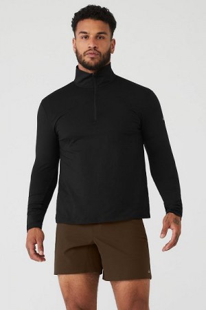 Camiseta Alo Yoga Conquer 1/4 Zip Reform Long Sleeve Masculino Pretas | 4729-GTBCE