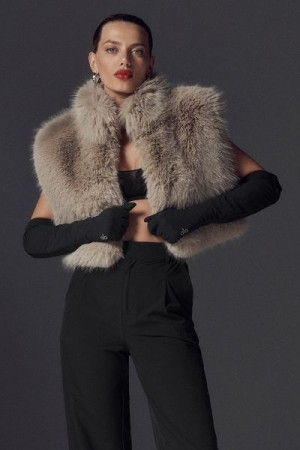 Colete Alo Yoga Opulent Faux Fur Cropped Feminino Marrom | 1705-VETGF