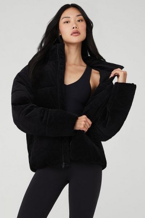 Jaqueta Puffer Alo Yoga Corduroy Stage Feminino Pretas | 8670-NTXVW