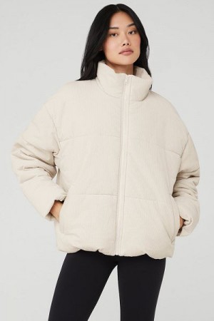 Jaqueta Puffer Alo Yoga Corduroy Stage Feminino Bege | 1908-OGQMU