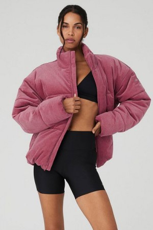 Jaqueta Puffer Alo Yoga Corduroy Stage Feminino Bordeaux | 6082-DCVGU