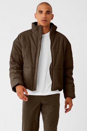 Jaqueta Puffer Alo Yoga Corduroy Stage Masculino Marrom | 4351-MYVWL