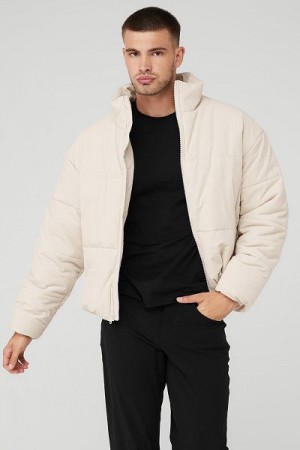 Jaqueta Puffer Alo Yoga Corduroy Stage Masculino Bege | 5267-ULYVJ
