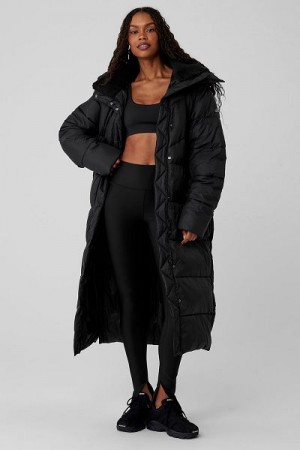 Jaqueta Puffer Alo Yoga Gold Rush Trench Feminino Pretas | 0279-ANGYT