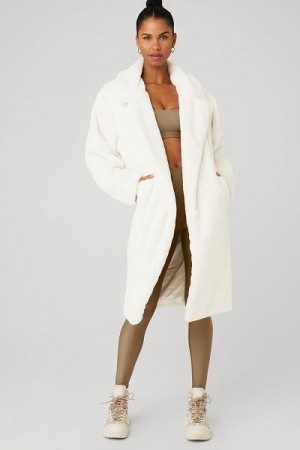 Jaquetas Alo Yoga Oversized Faux Fur Trench Feminino Branco | 2573-EPQNZ