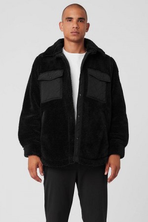 Jaquetas Alo Yoga Sherpa Edge Shacket Masculino Pretas | 2694-PDQAX