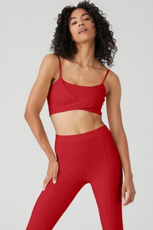 Sutiãs Alo Yoga Airbrush Enso Feminino Vermelhas | 4703-ZDGSX