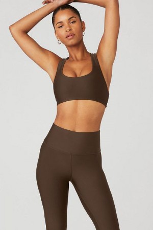 Sutiãs Alo Yoga Airlift Advantage Racerback Feminino Marrom | 6840-VKRML