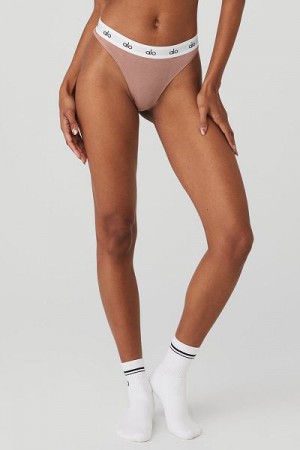 Thong Alo Yoga Icon High-Cut Feminino Coral | 5967-GUHTP