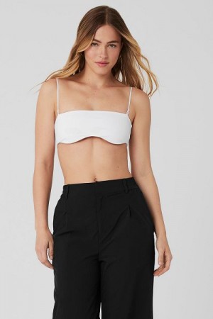 Top Bandeau Alo Yoga Airbrush Socialite Feminino Branco | 3271-JLHRW